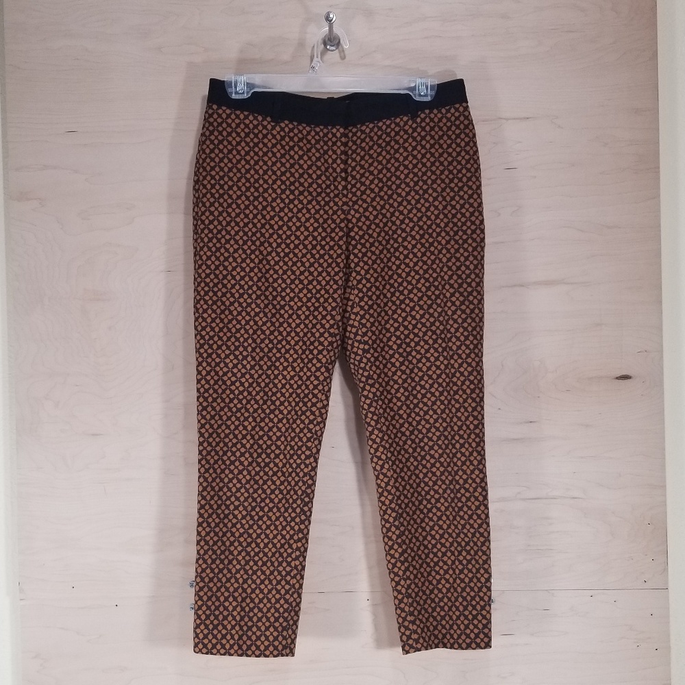 Ann Taylor LOFT Black and Orange Marisa Pattern Women Crop Pants
